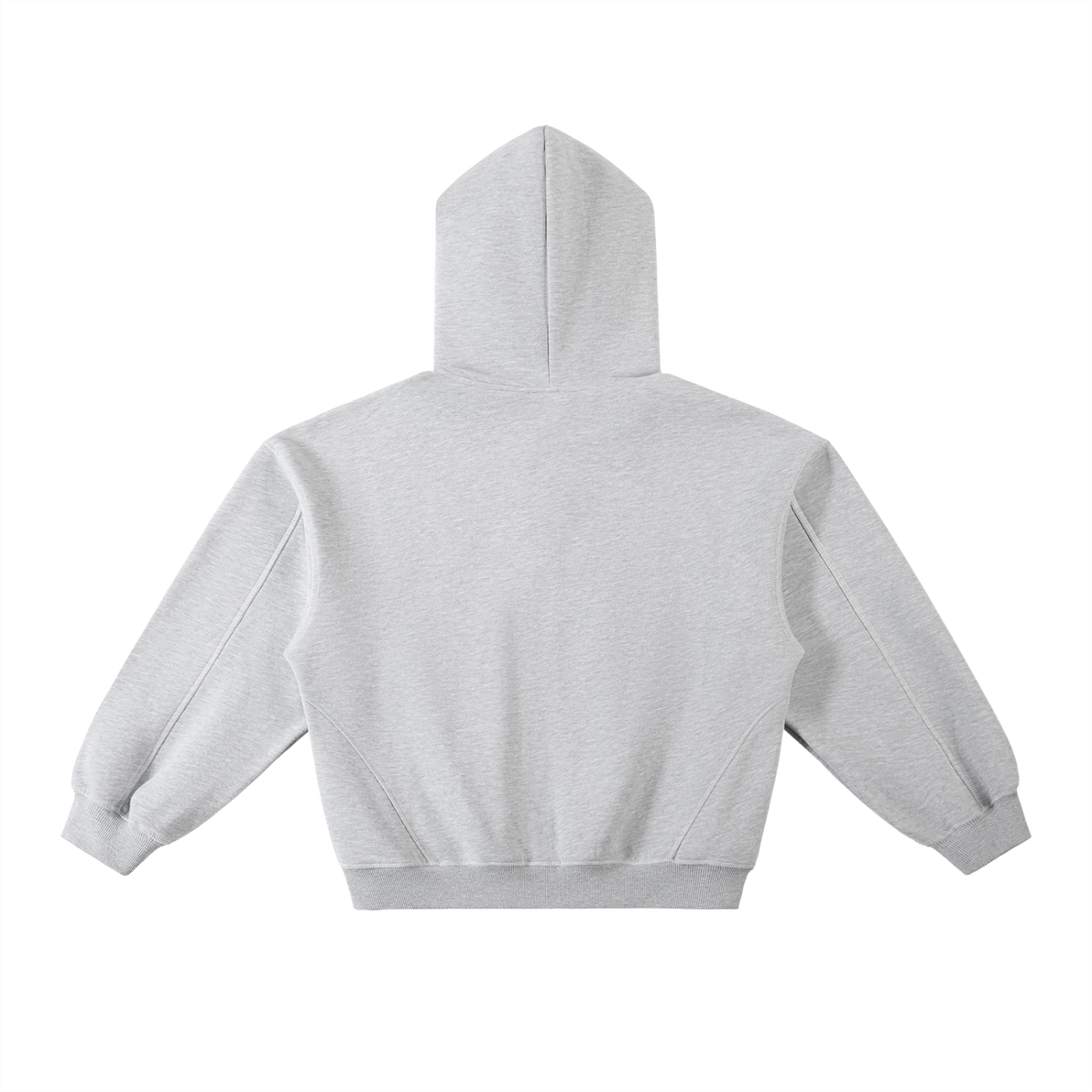 CONTRAST-STITCHED BOXY FLEECE HOODIE - FLOWER GRAY