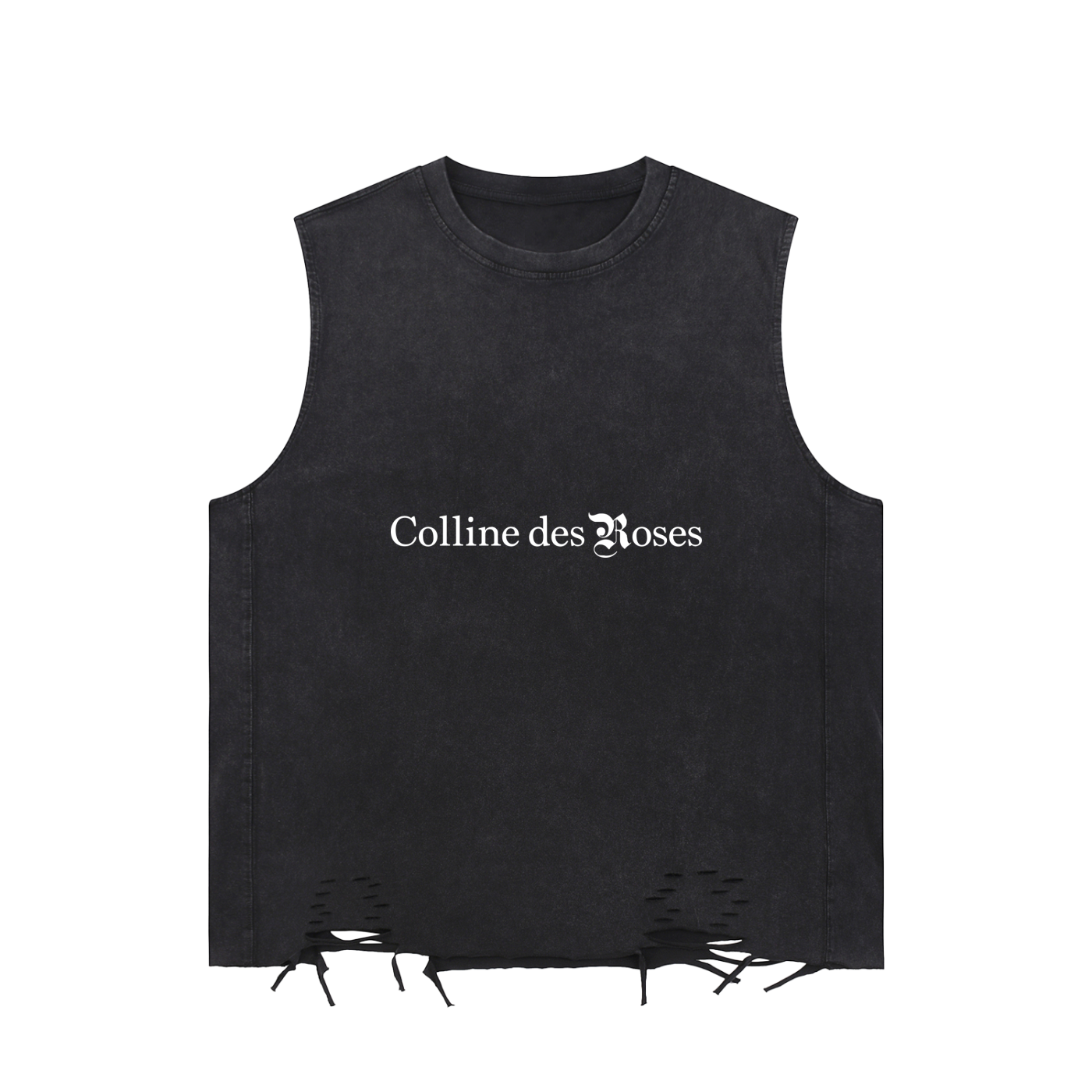 Snow Washed Raw-Hem Tank Top - Black