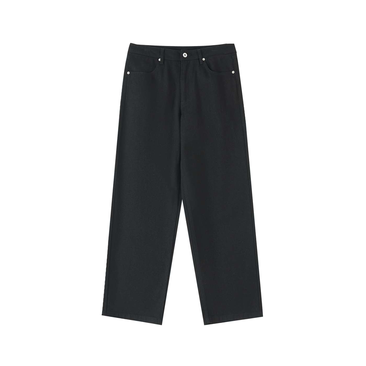 HEAVYWEIGHT COTTON STRAIGHT-LEG PANTS - BLACK