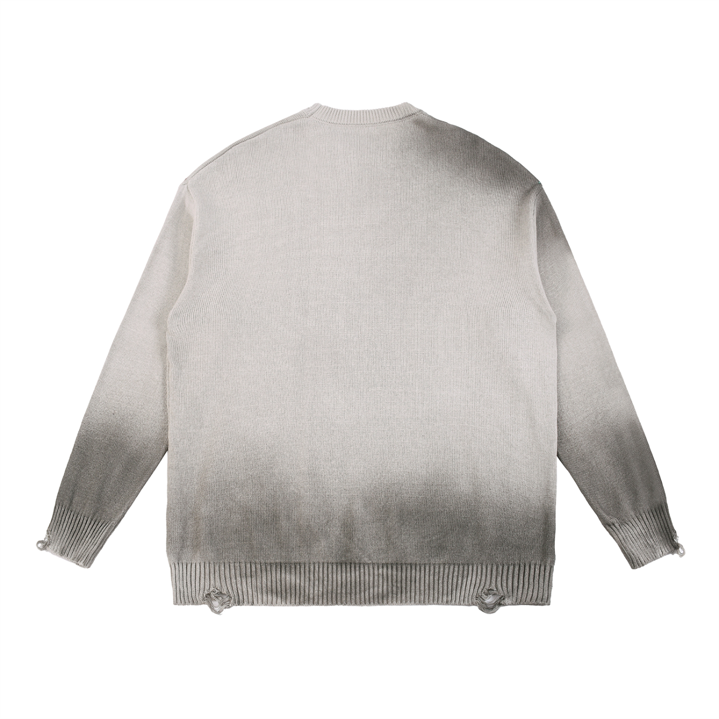 SUNFADE DISTRESSED RIPPED CREWNECK SWEATER - LIGHT GRAY