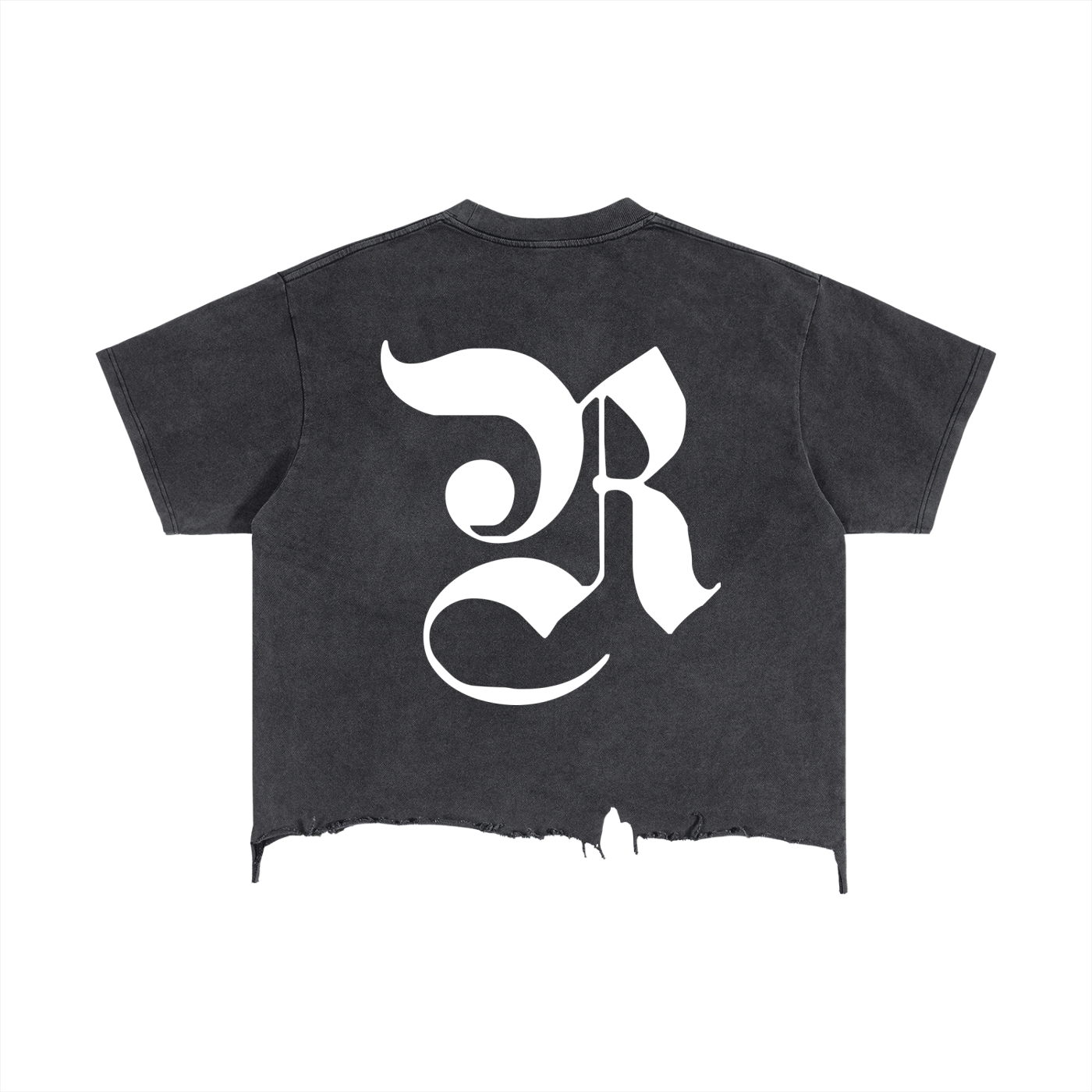 VINTAGE WASH BOXY DISTRESSED HEM T-SHIRT - BLACK
