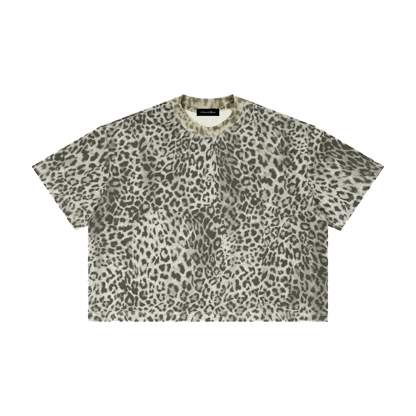 LEOPARD PRINT BOXY T-SHIRT - LEOPARD GRAY