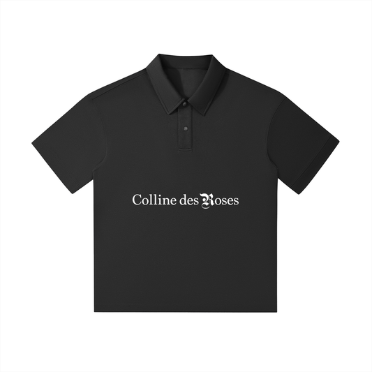 Drop Shoulder Short-Sleeve Polo - Black