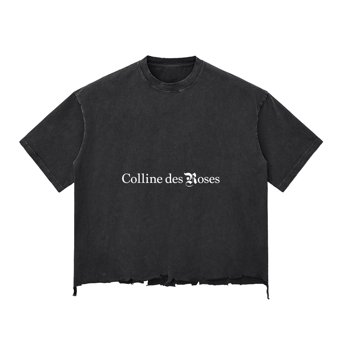 Snow Wash Raw-Hem Boxy T-shirt - Black