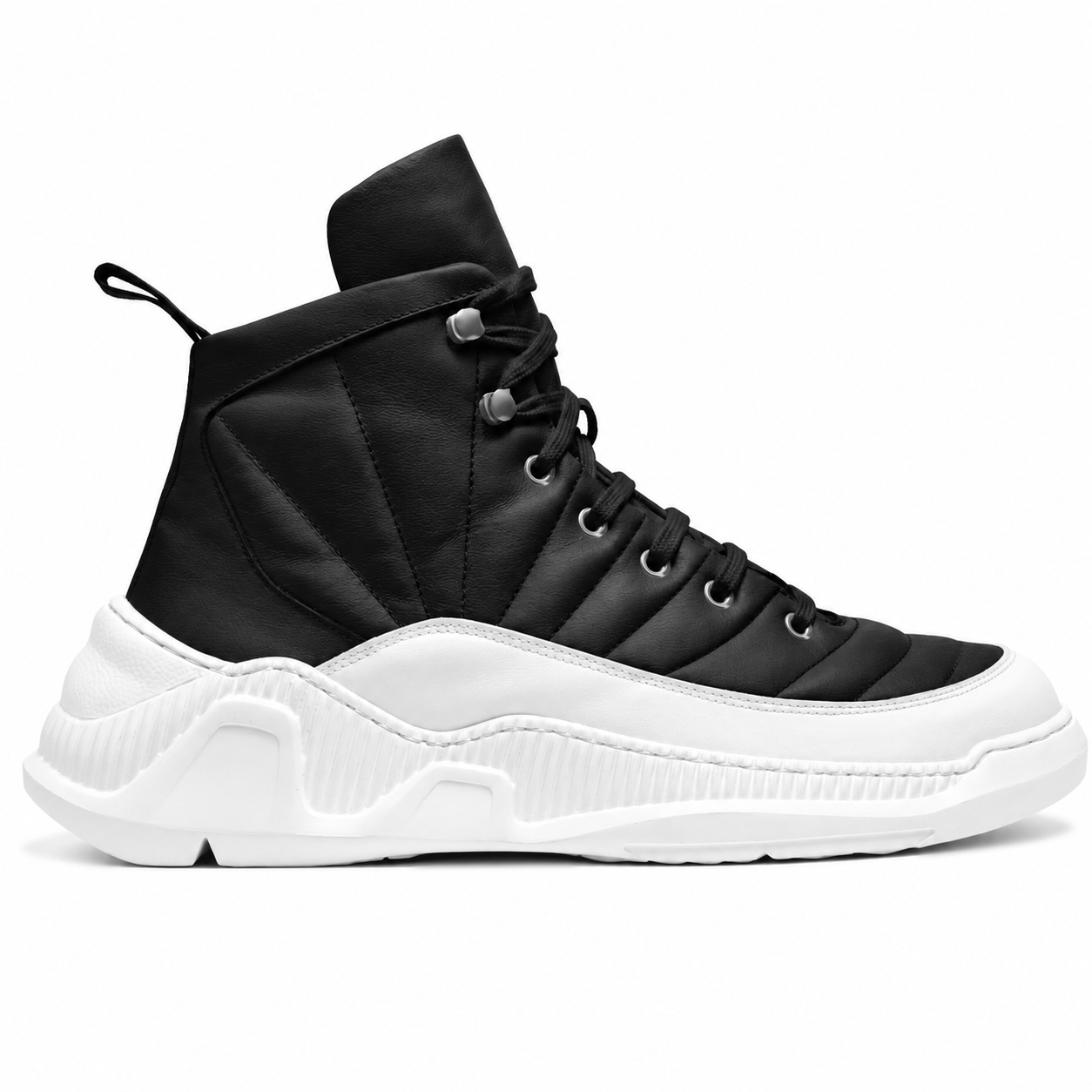 CONTRAST CHUNKY HIGH SNEAKER - BLACK WITH WHITE