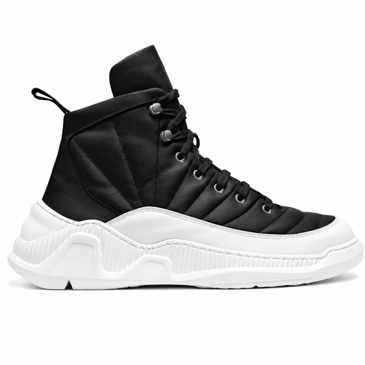 CONTRAST CHUNKY HIGH SNEAKER - BLACK WITH WHITE