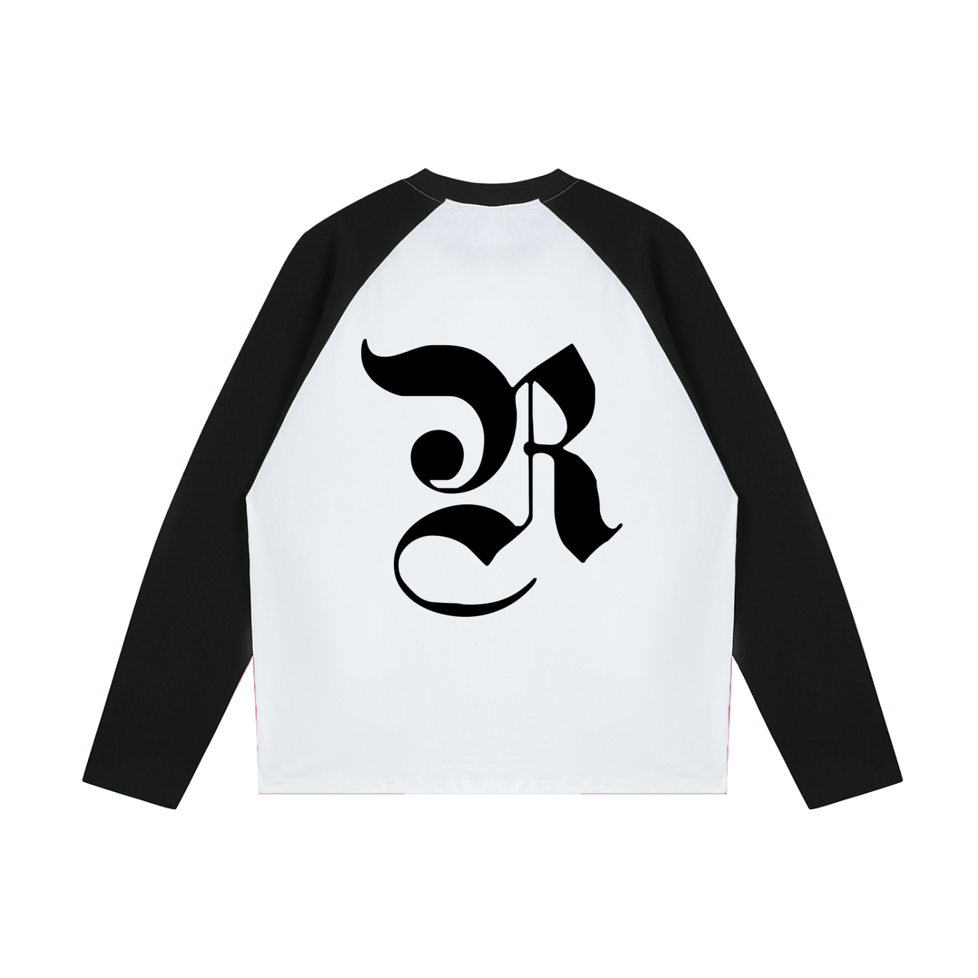 Color-Blocked Raglan Long-Sleeve T-Shirt - White with Black