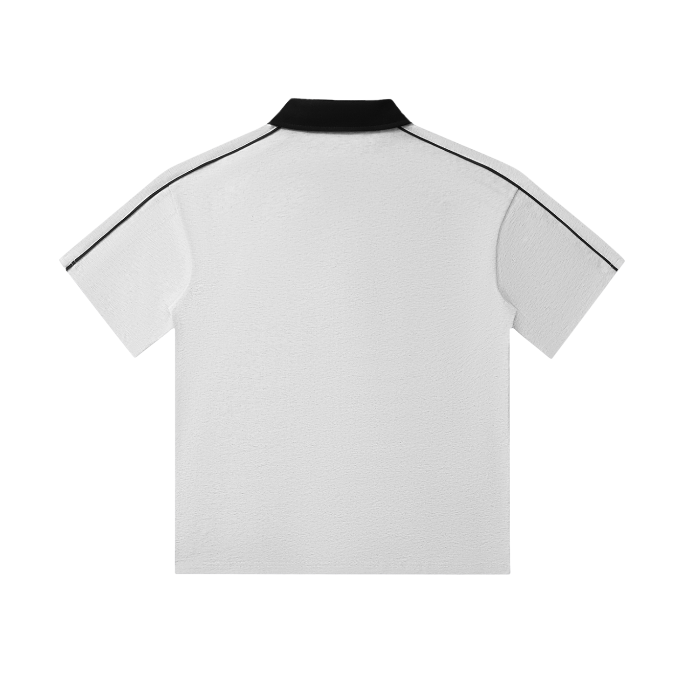 Contrast Collar Short-Sleeve Polo Shirt - White Gray