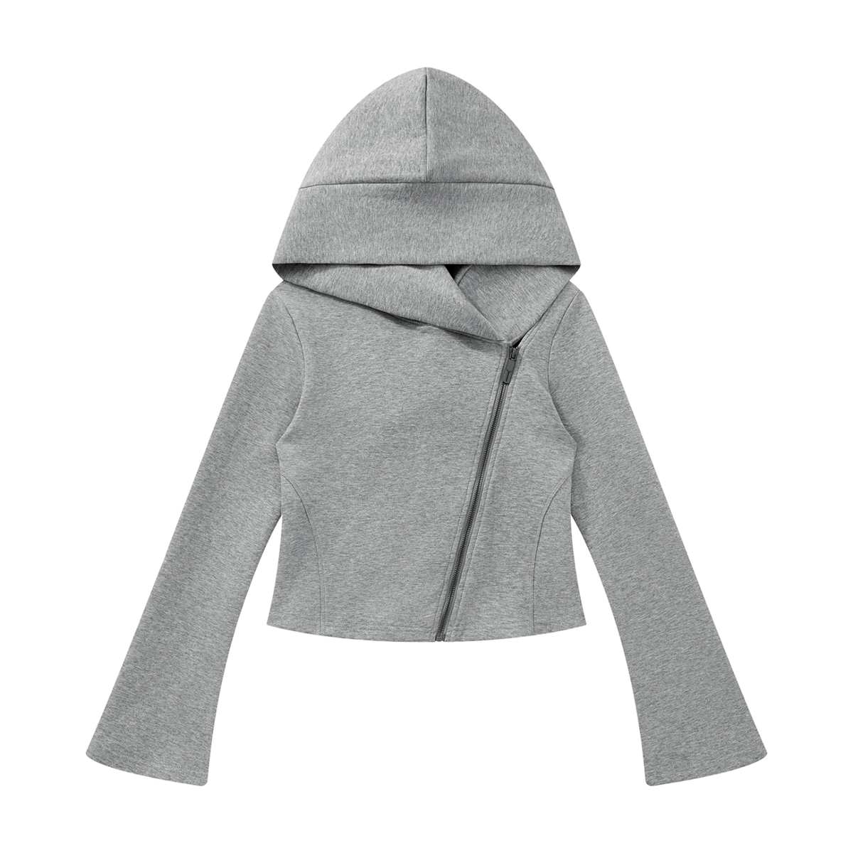 Women's Bell Sleeve Full Zip Hoodie - Heather Gray