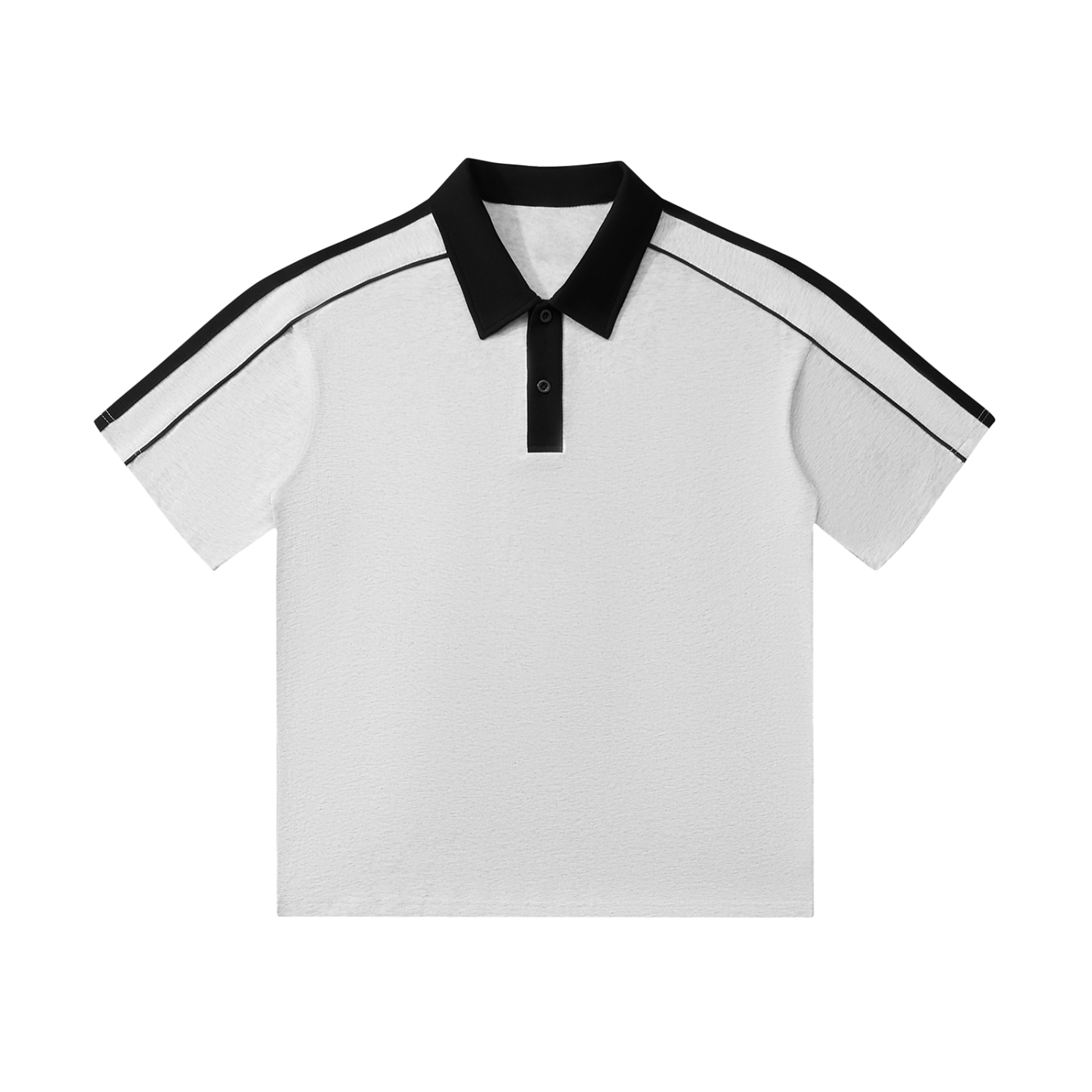 Contrast Collar Short-Sleeve Polo Shirt - White Gray