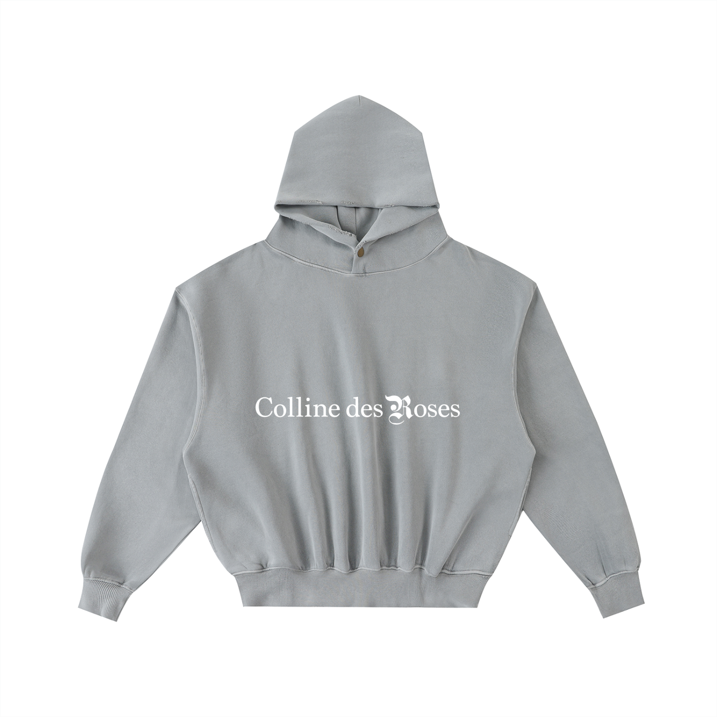 Frayed Enzyme Washed Fleece Hoodie - Light Gray