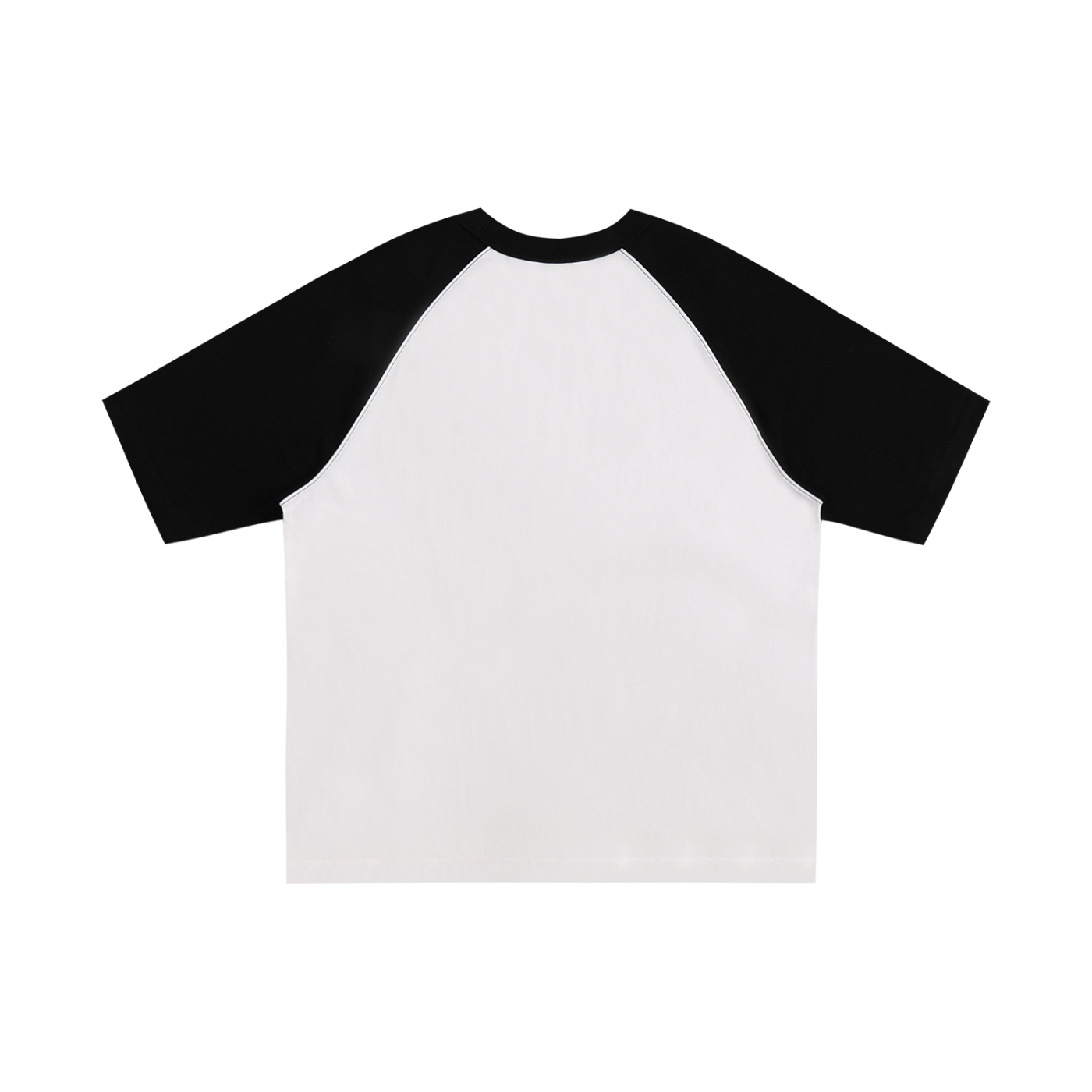 Color-Blocked Raglan Sleeve T-Shirt - White with Black
