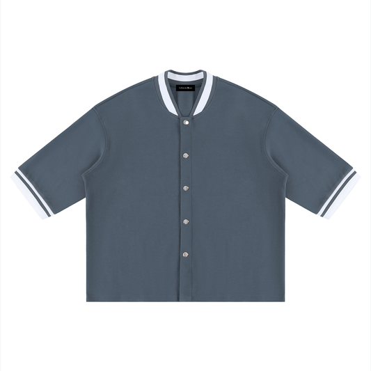 BOXY HEAVYWEIGHT BASEBALL JERSEY - NAVY BLUE