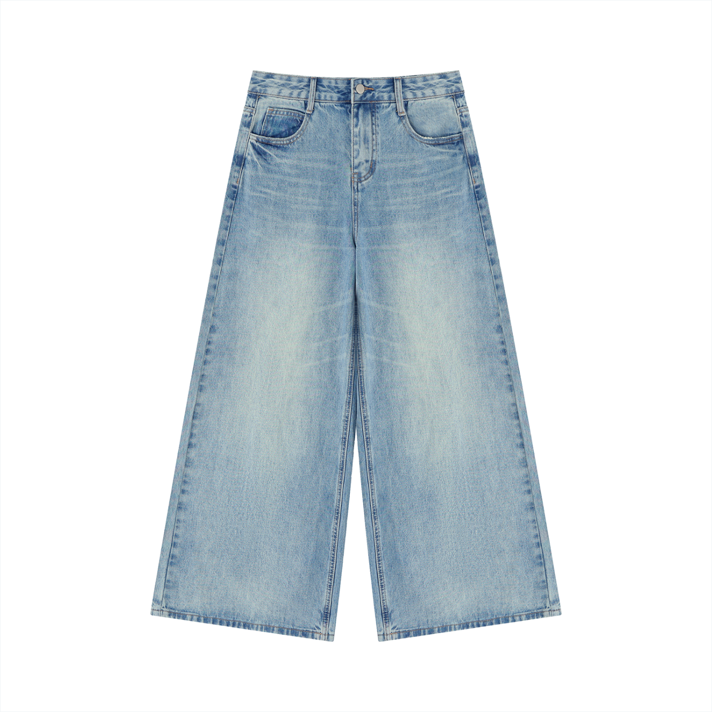 VINTAGE WASH WIDE LEG JEANS - BLUE
