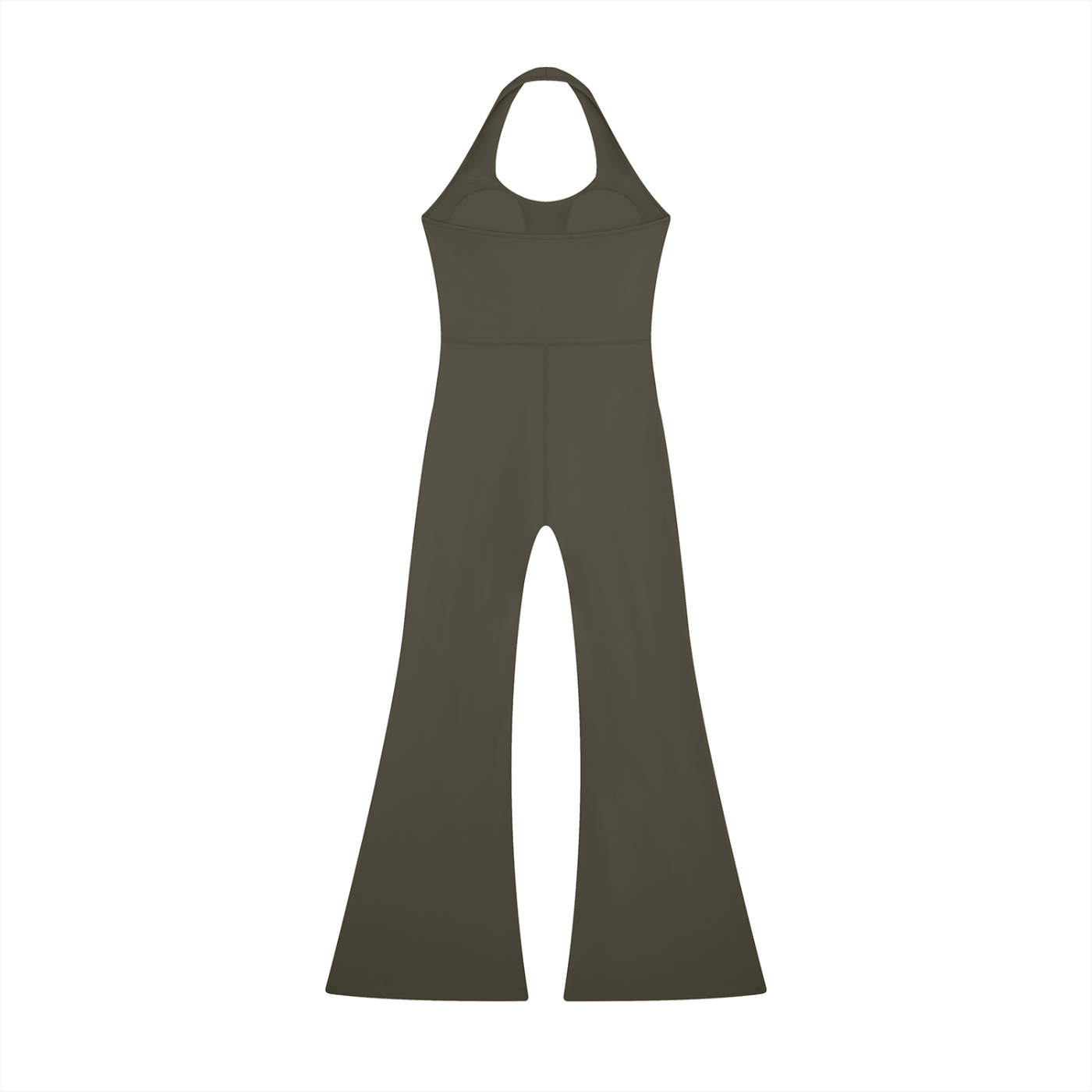 HALTER FLARED JUMPSUIT - ARMY GREEN
