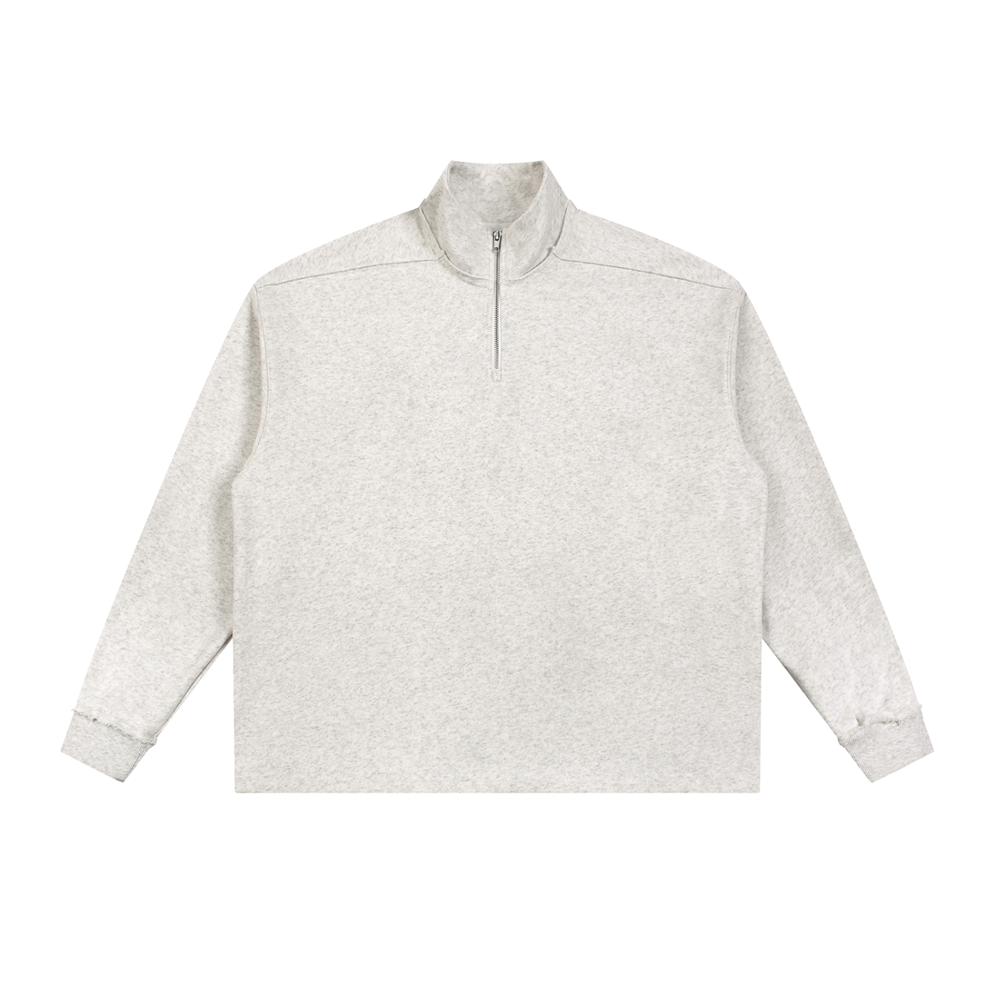Half-Zip Rolled Edge Fleece Sweatshirt - Oat Gray