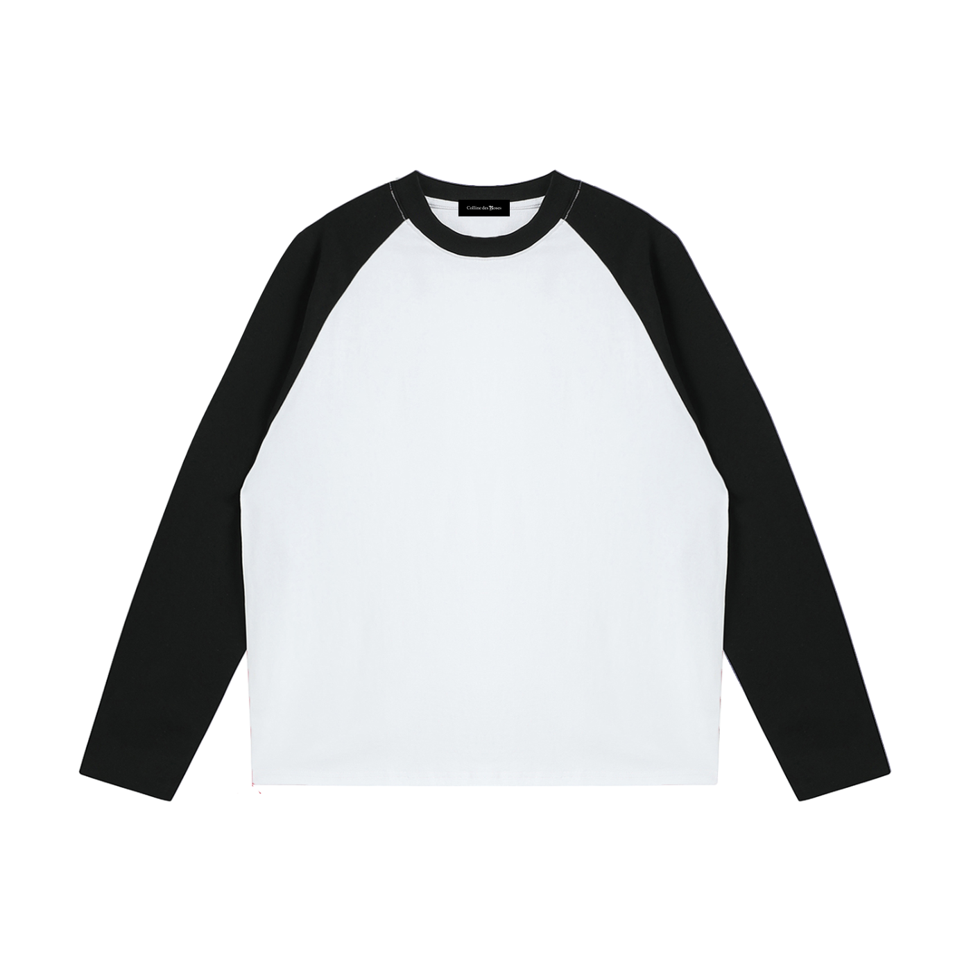 COLOR-BLOCKED RAGLAN LONG-SLEEVE T-SHIRT - WHITE WITH BLACK