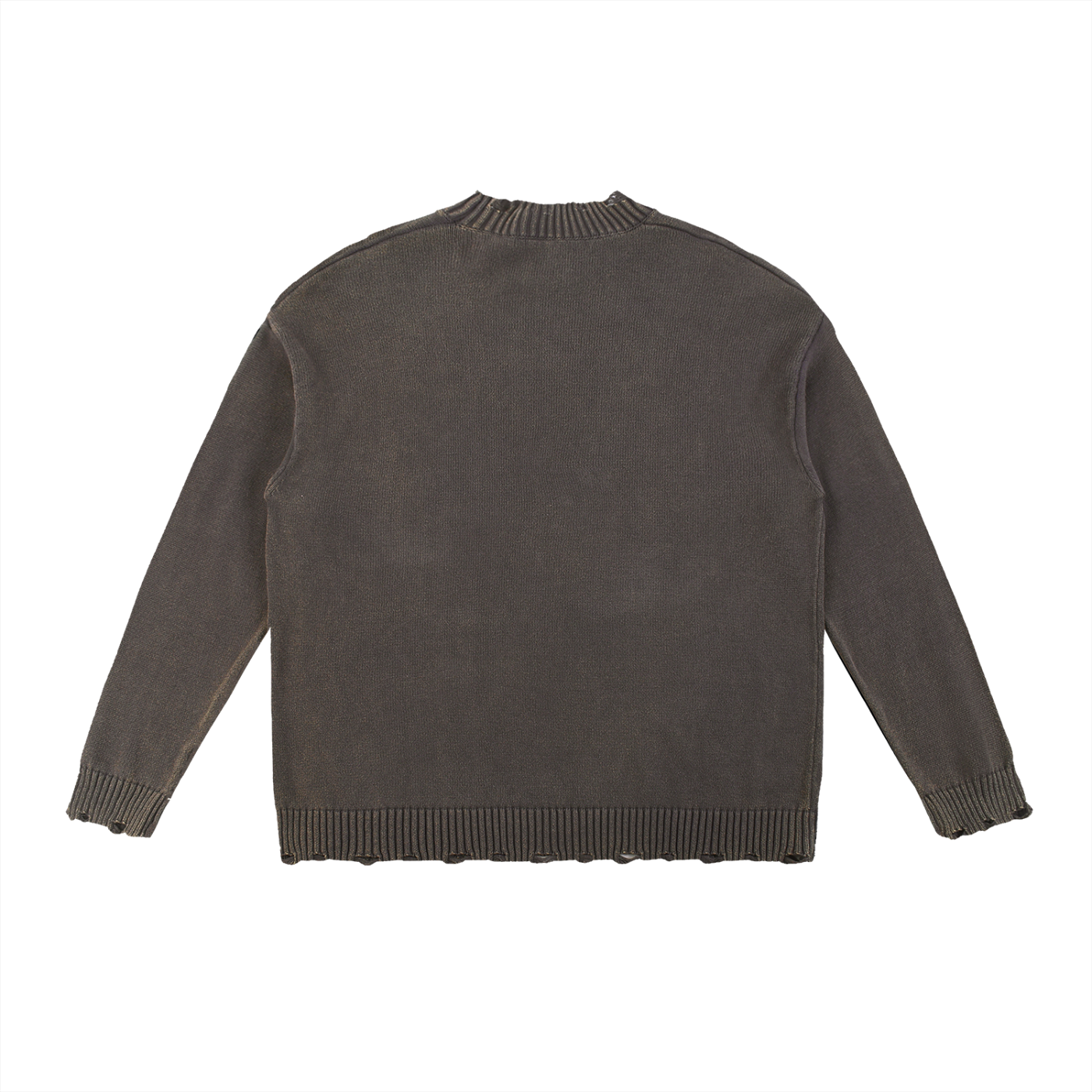 VINTAGE WASHED HAND-FRAYED SWEATER - GRAY