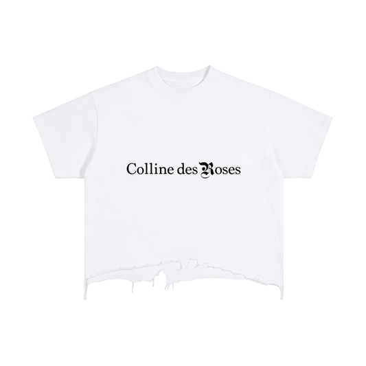 VINTAGE WASH BOXY DISTRESSED HEM T-SHIRT - WHITE