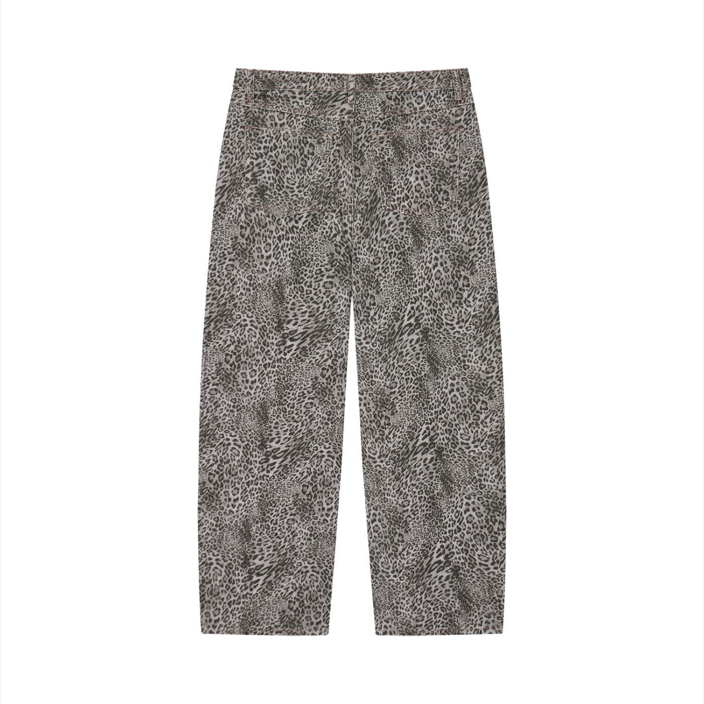 VINTAGE WASH LEOPARD WIDE LEG JEANS - LEOPARD GRAY