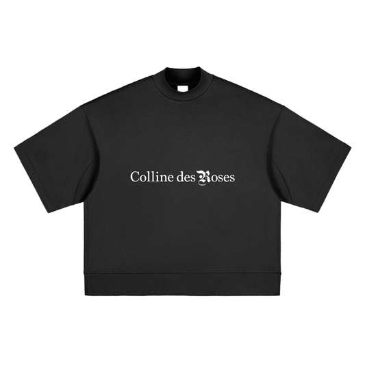 Heavyweight Oversized Mock Neck T-shirt - Black