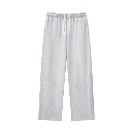 CONTRAST-STITCHED FLEECE SWEATPANTS - FLOWER GRAY