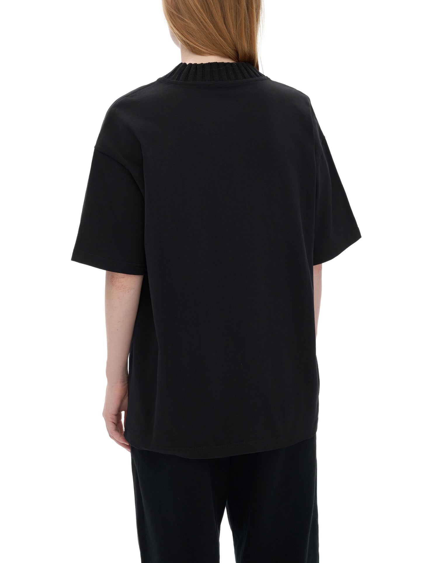 HEAVYWEIGHT KNITTED ROUND NECK T-SHIRT - BLACK