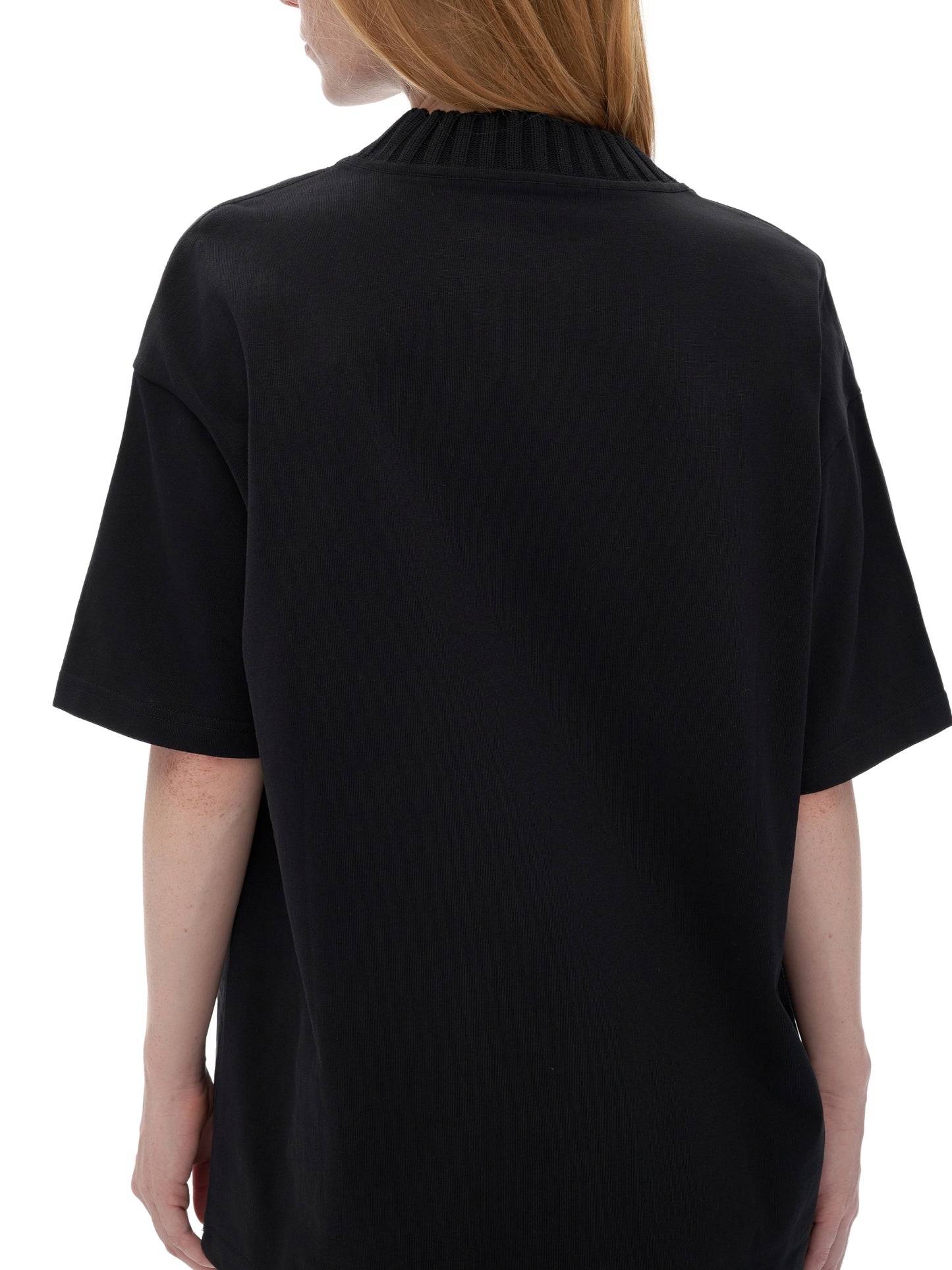 HEAVYWEIGHT KNITTED ROUND NECK T-SHIRT - BLACK