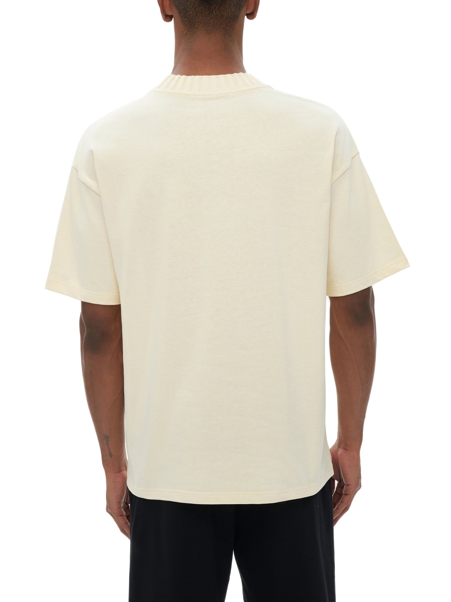 HEAVYWEIGHT KNITTED ROUND NECK T-SHIRT - APRICOT