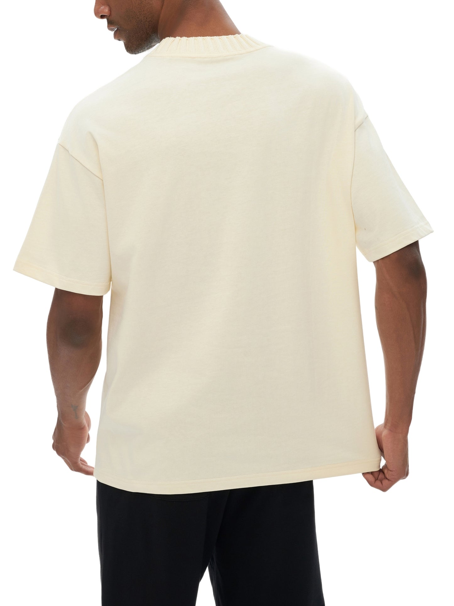 HEAVYWEIGHT KNITTED ROUND NECK T-SHIRT - APRICOT