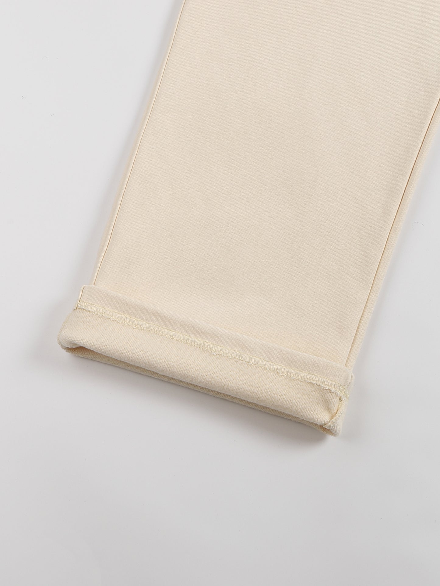 FLEECE LINED STRAIGHT LEG PANTS - BONE