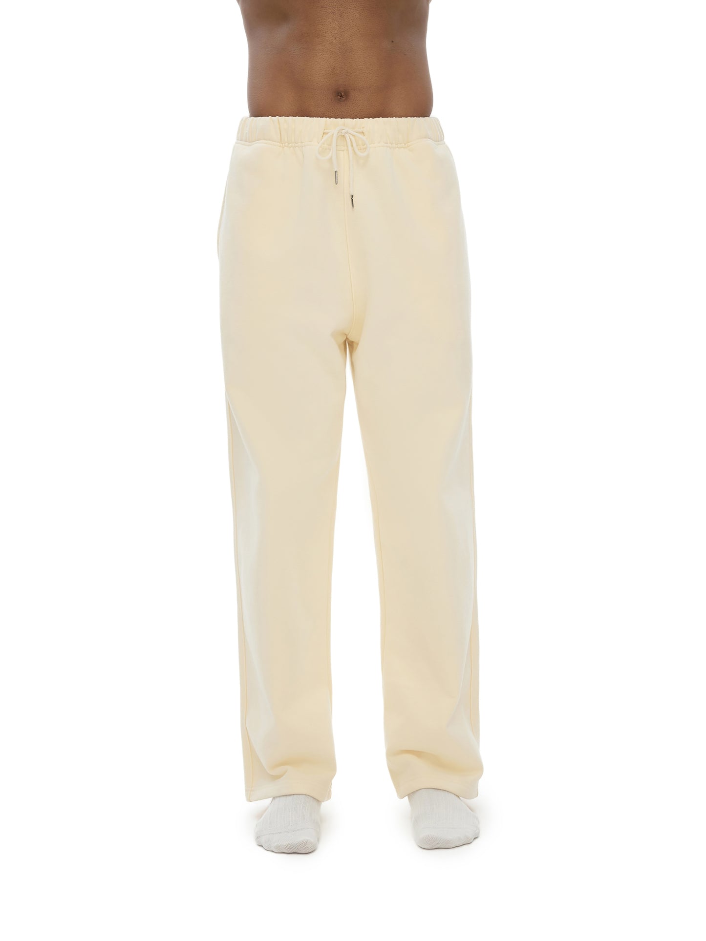FLEECE LINED STRAIGHT LEG PANTS - BONE