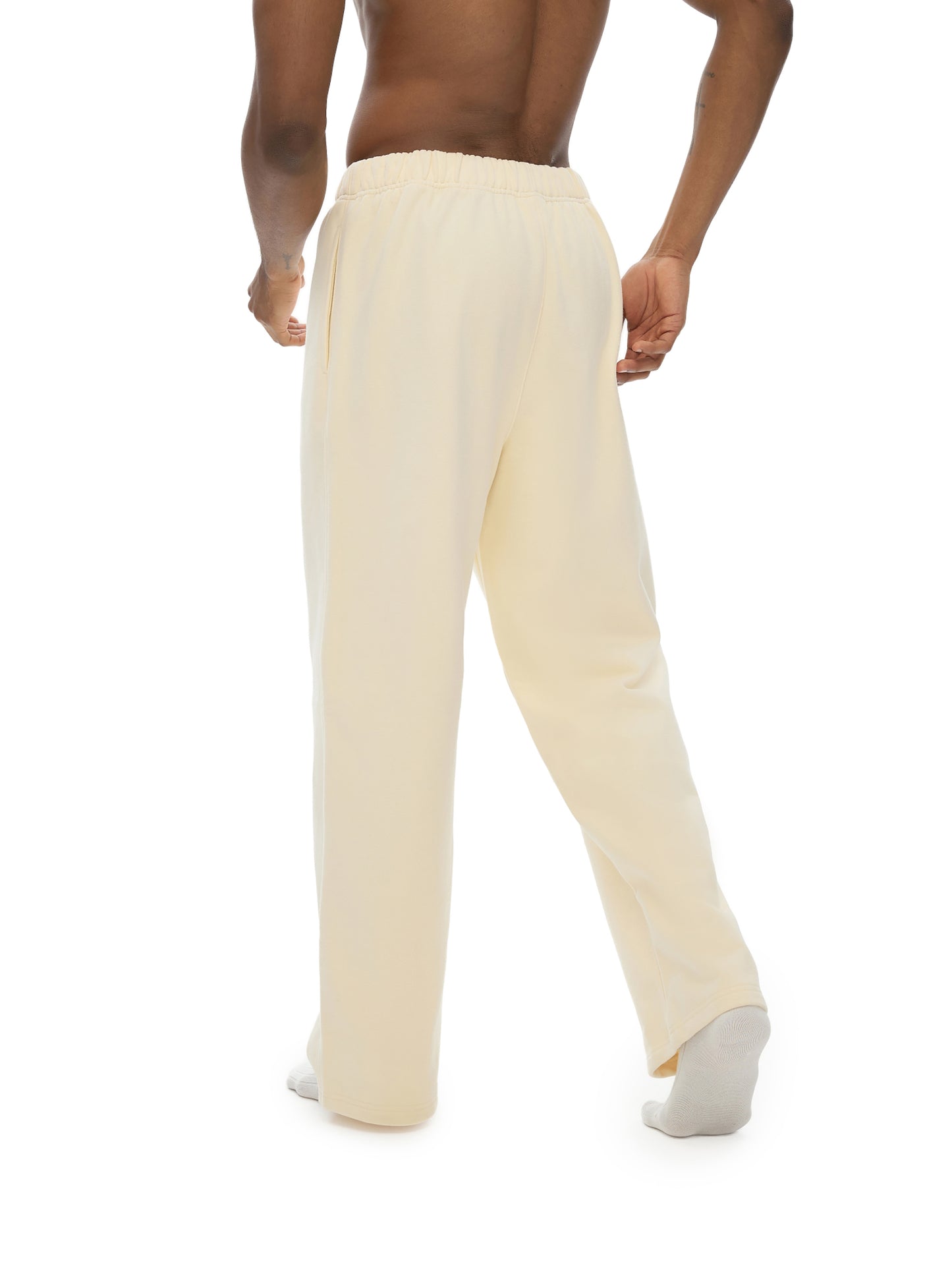 FLEECE LINED STRAIGHT LEG PANTS - BONE