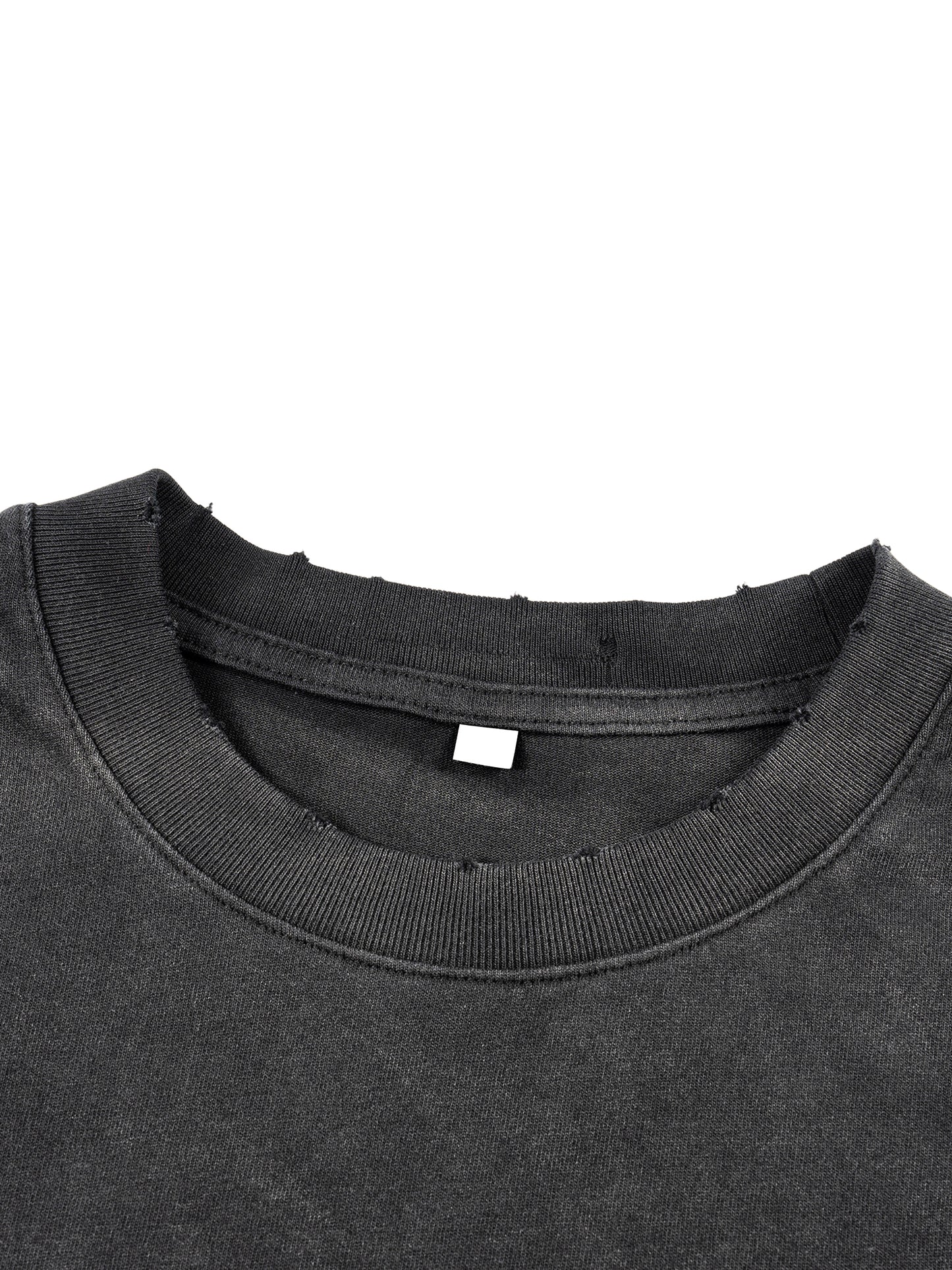 SUNFADE HAND-FRAYED FAUX TWO-PIECE T-SHIRT - BLACK