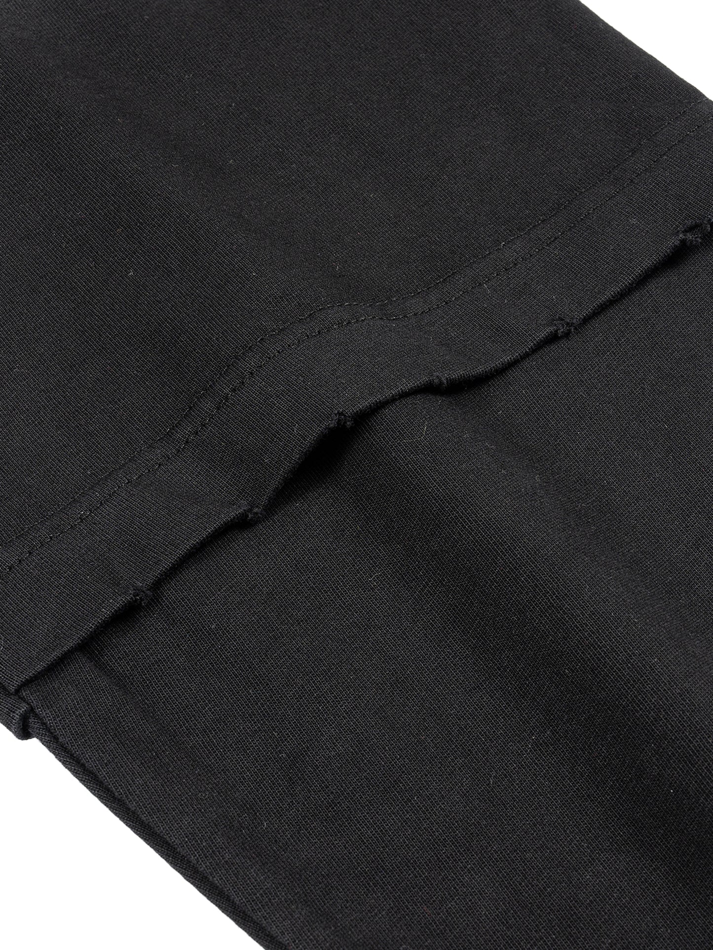 SUNFADE HAND-FRAYED FAUX TWO-PIECE T-SHIRT - BLACK
