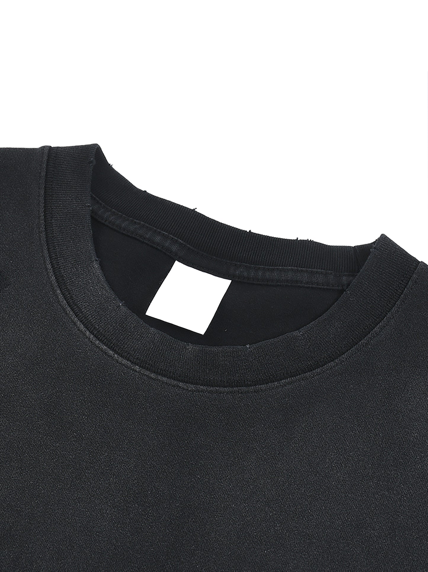 HAND-FRAYED SUNFADE PAINT SPLATTER T-SHIRT - BLACK