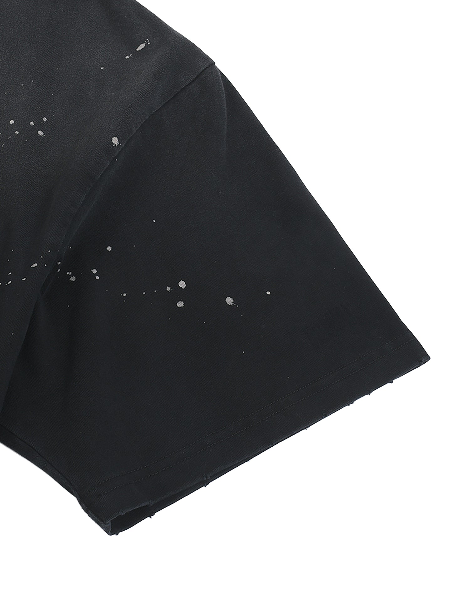 HAND-FRAYED SUNFADE PAINT SPLATTER T-SHIRT - BLACK