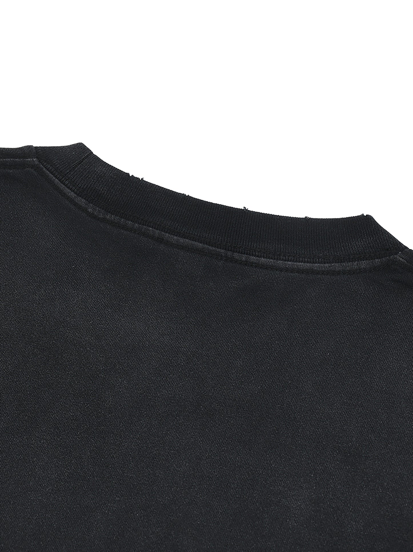 HAND-FRAYED SUNFADE PAINT SPLATTER T-SHIRT - BLACK