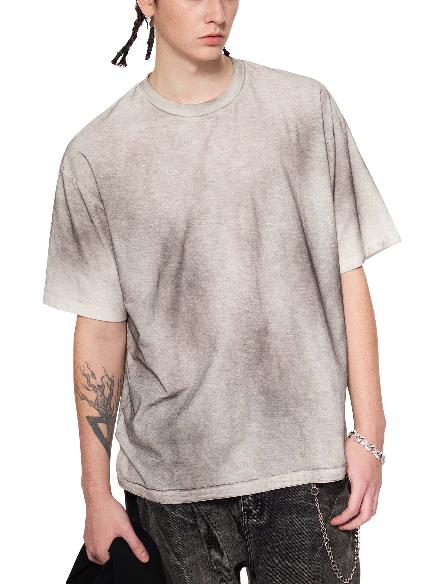 SUNFADE HAND-PAINTED T-SHIRT - LIGHT GRAY