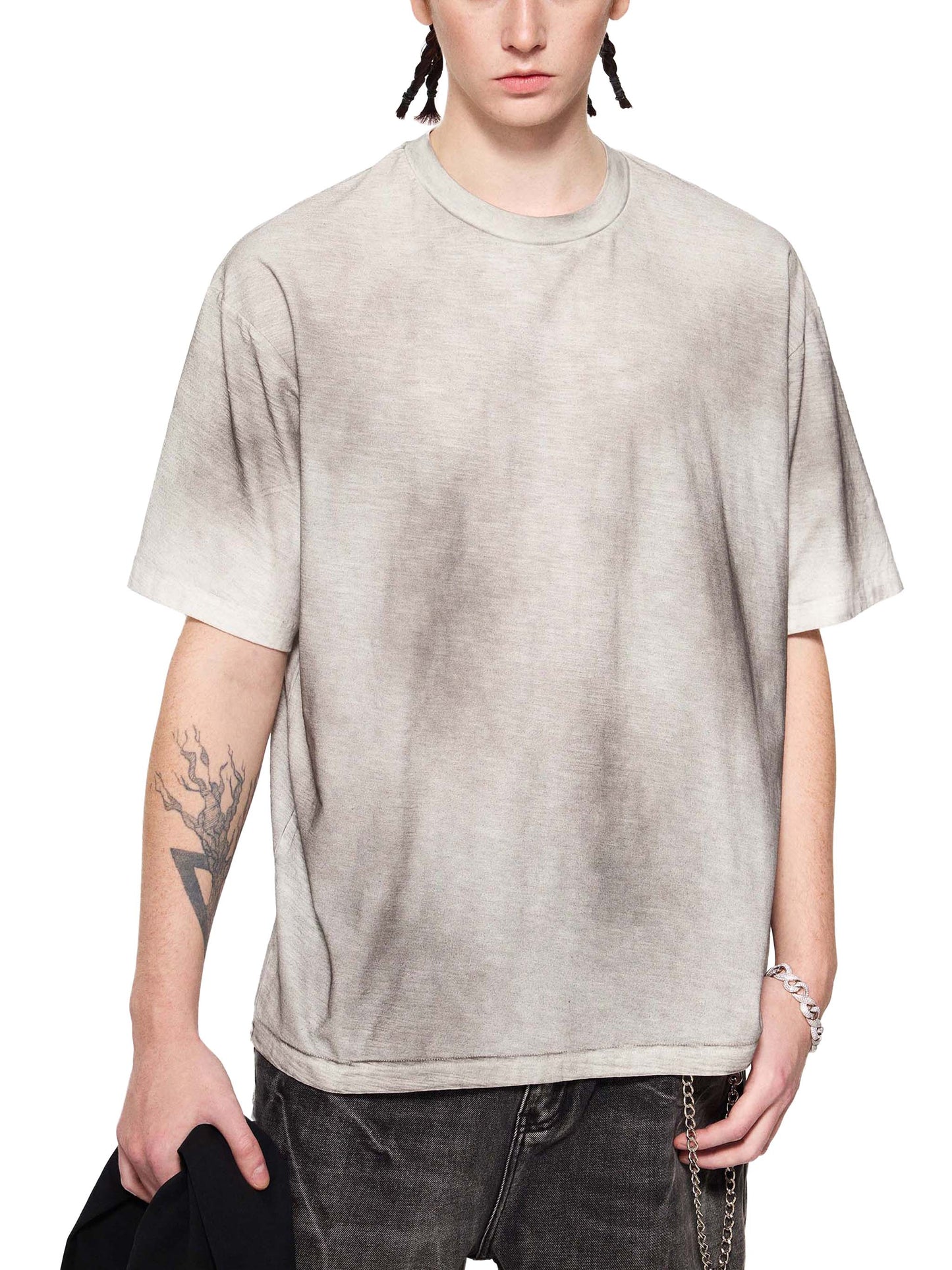 SUNFADE HAND-PAINTED T-SHIRT - LIGHT GRAY