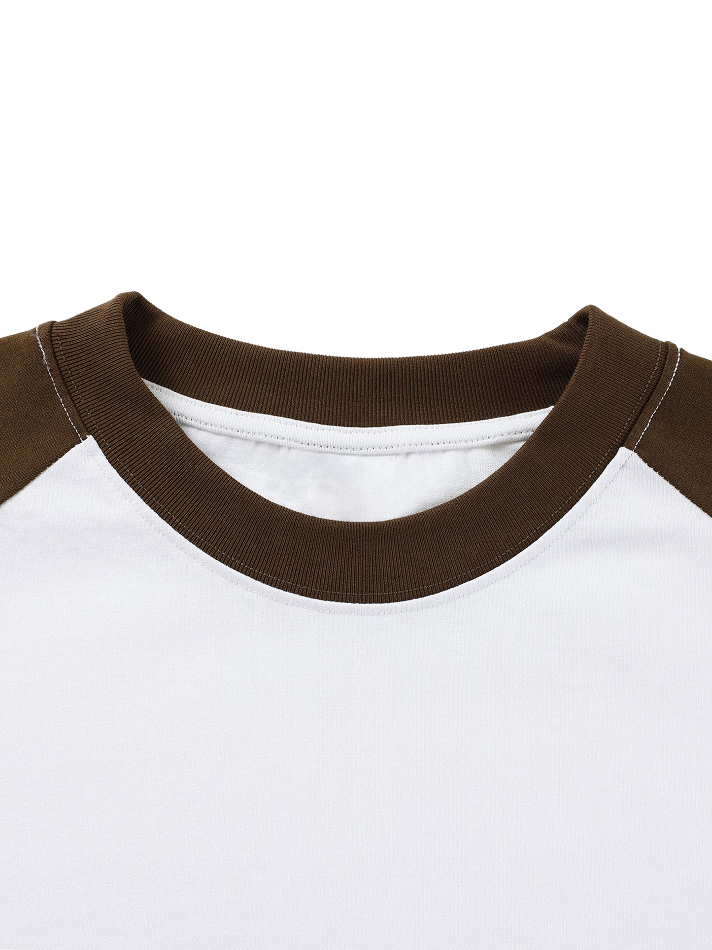 COLOR-BLOCKED RAGLAN LONG-SLEEVE T-SHIRT - WHITE WITH COFFEE