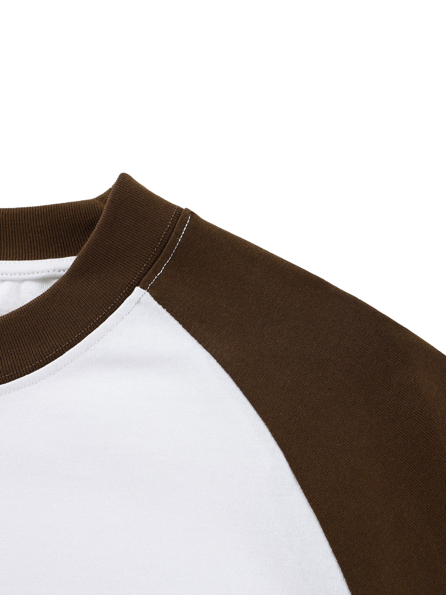 COLOR-BLOCKED RAGLAN LONG-SLEEVE T-SHIRT - WHITE WITH BLACK