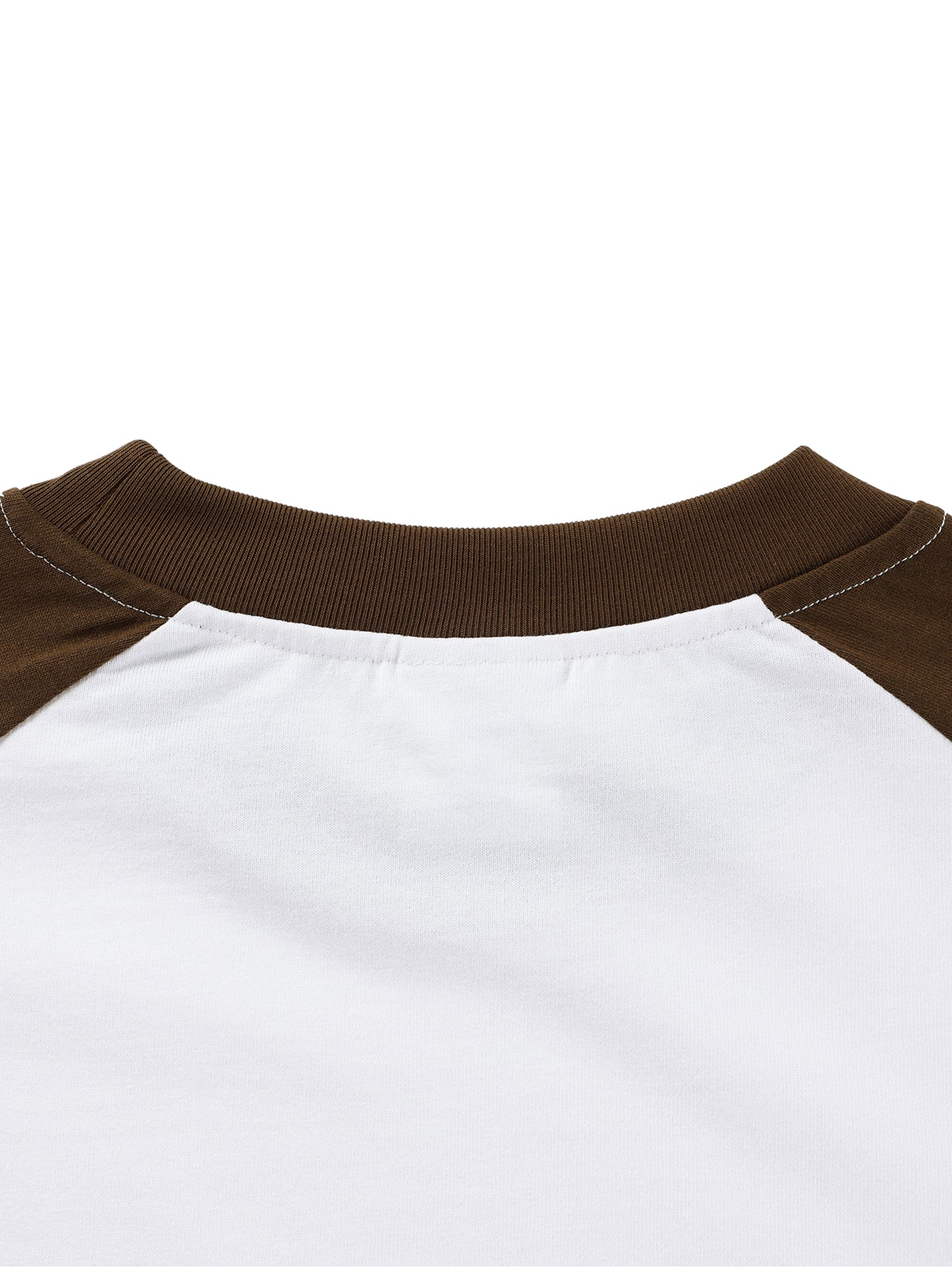 COLOR-BLOCKED RAGLAN LONG-SLEEVE T-SHIRT - WHITE WITH BLACK