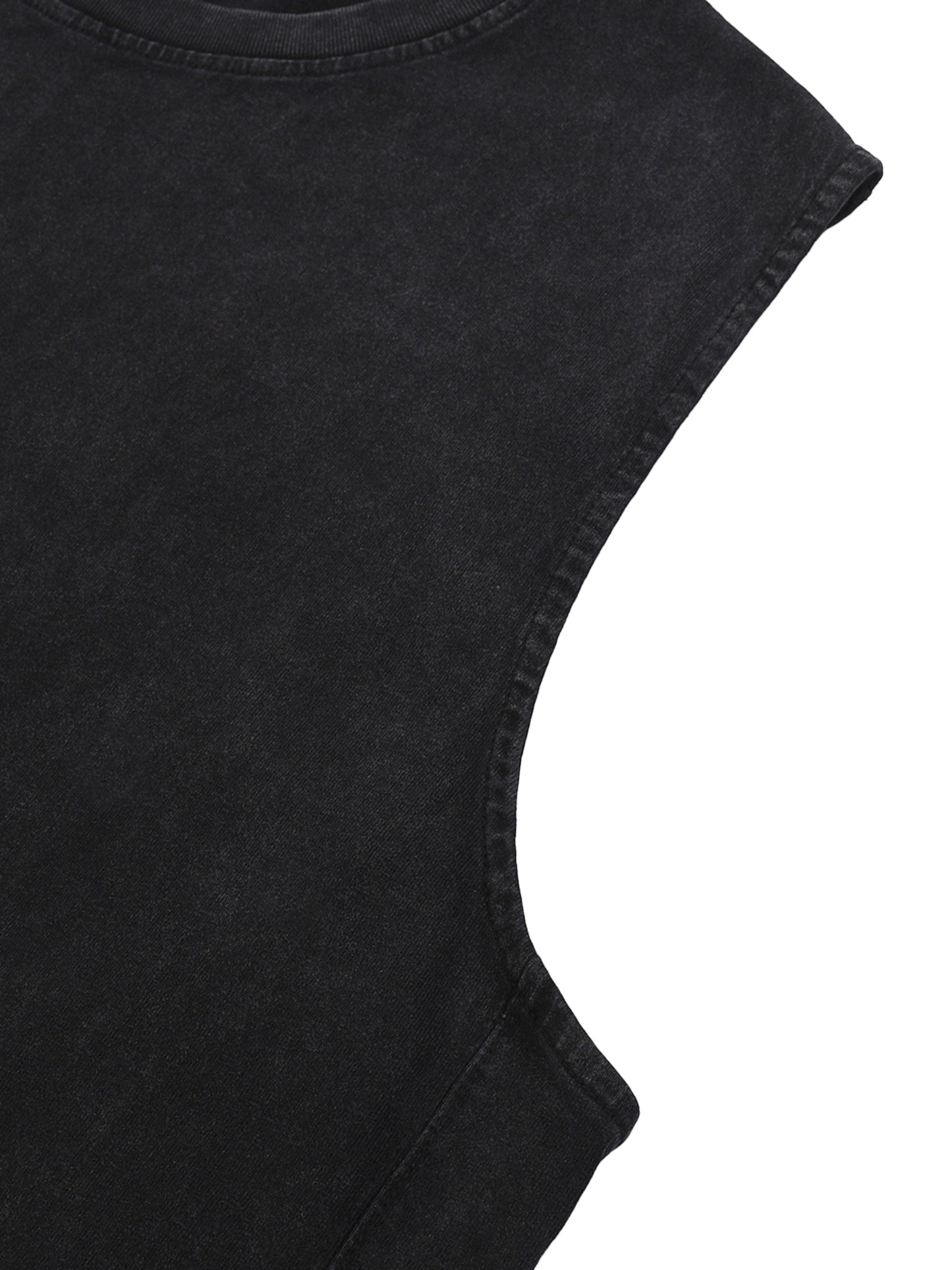 SNOW WASHED RAW-HEM TANK TOP - BLACK