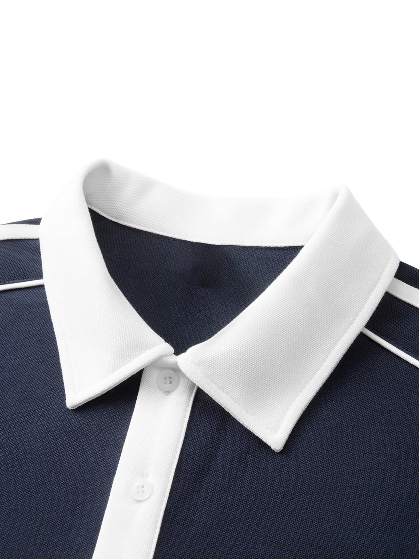 CONTRAST COLLAR SHORT-SLEEVE POLO SHIRT - WHITE