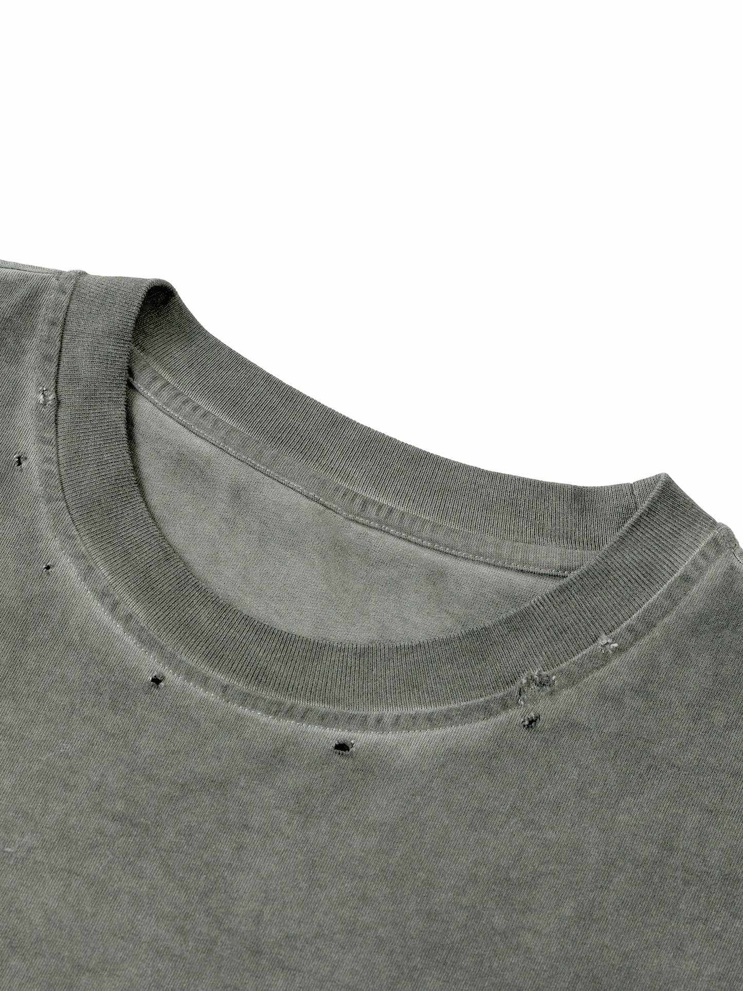 DISTRESSED GROMMET EYELET TANK TOP - GRAY