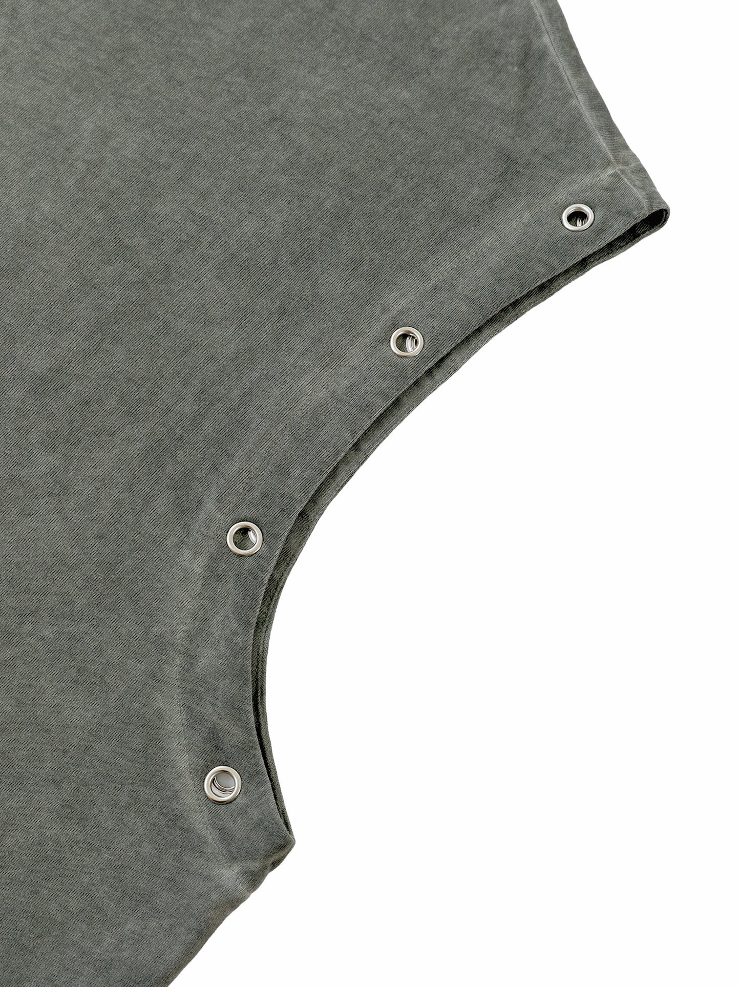 DISTRESSED GROMMET EYELET TANK TOP - GRAY