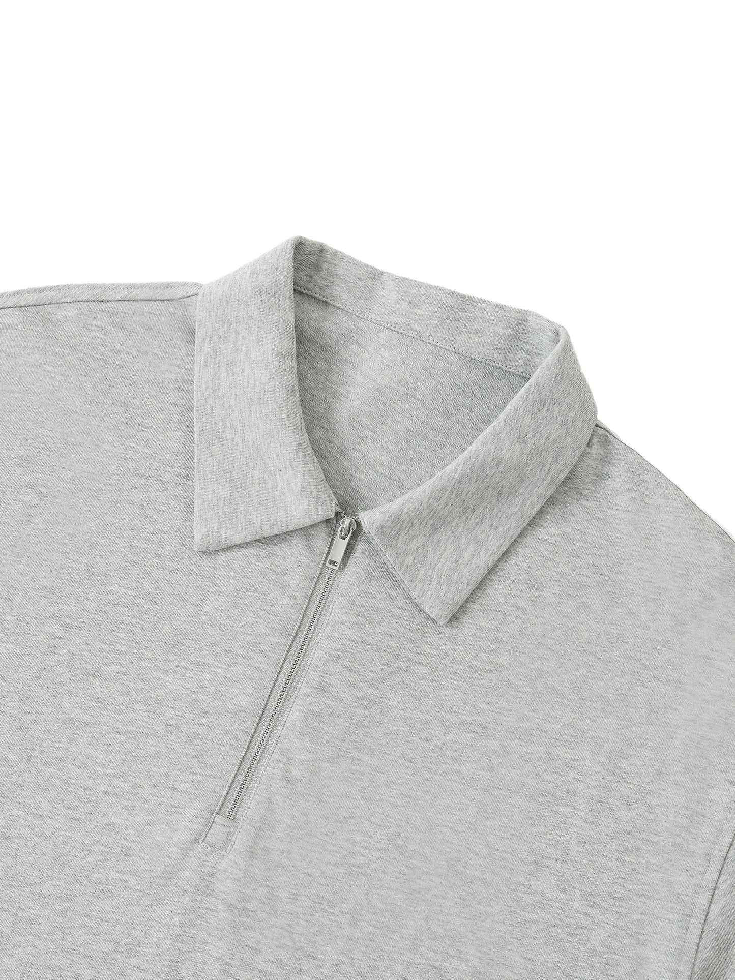 HALF-ZIP COTTON POLO SHIRT - PALE KHAKI