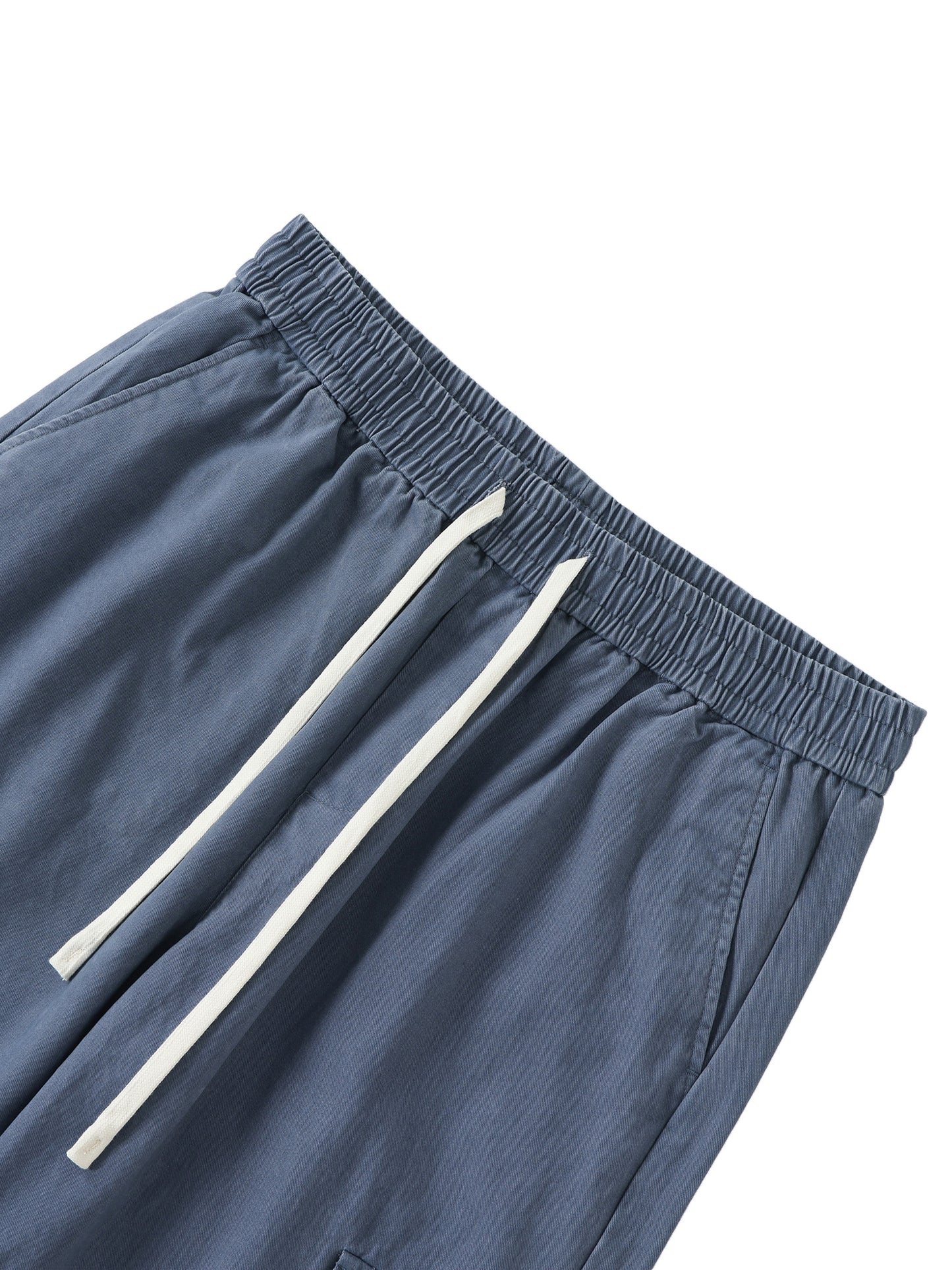 DRAWSTRING WAIST STRAIGHT-LEG CARGO PANTS - BLACK