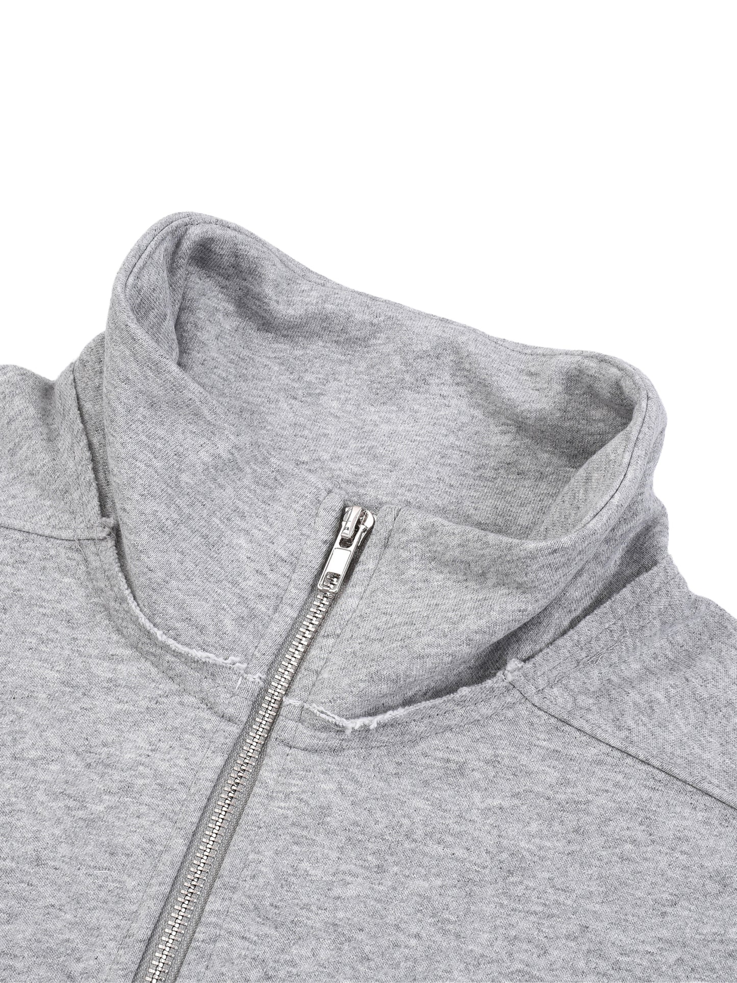 HALF-ZIP ROLLED EDGE FLEECE SWEATSHIRT - FLOWER GRAY
